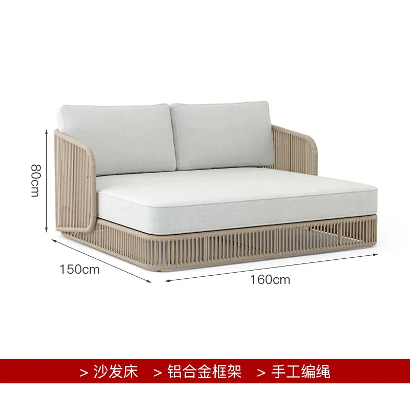 Outdoor rattan sofa, courtyard terrace, balcony, hotel terrace, homestay, garden, leisure rope sofa, coffee table combination
