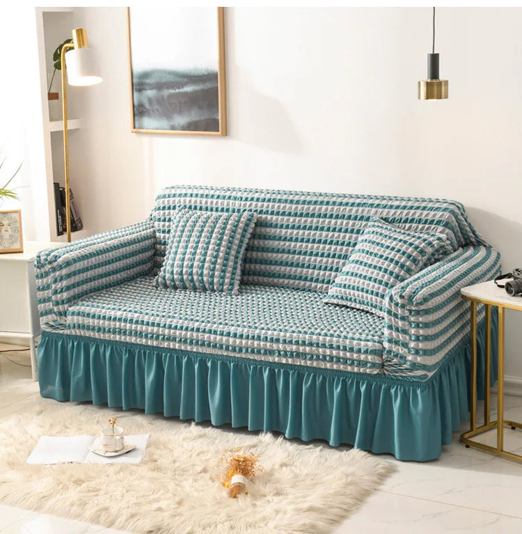 Fabric Skirt 2/3 Seater Sofa Cover 140-230cm Full Package Single Universal Elastic Sofa Slipcovers American Rustic Four Seasons