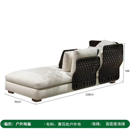 Outdoor rattan sofa, courtyard bed recliner, villa outdoor Nordic simple white bantam L-shaped sofa