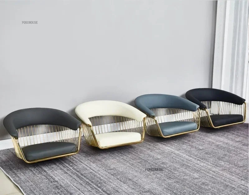 High end, stainless steel, dining chair, single sofa chair designer