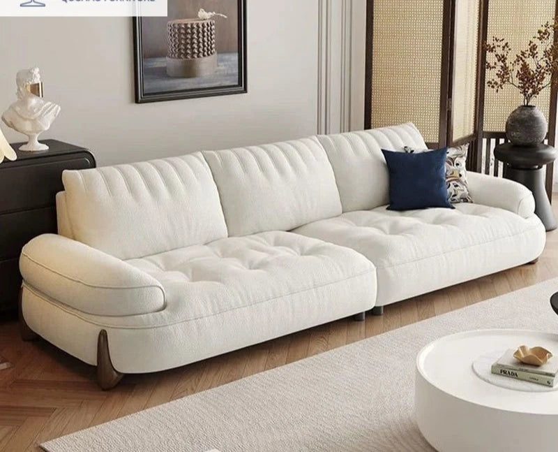 Cream style fabric sofa, modern light luxury living room small apartment sofa, cat claw cloth