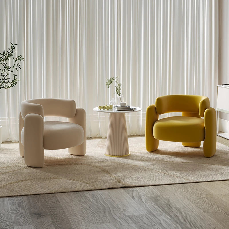 Cream Single Sofa Chair Balcony Light Luxury Chair Tea Table Combination Beauty Salon Rest Area Reception Negotiation Chair