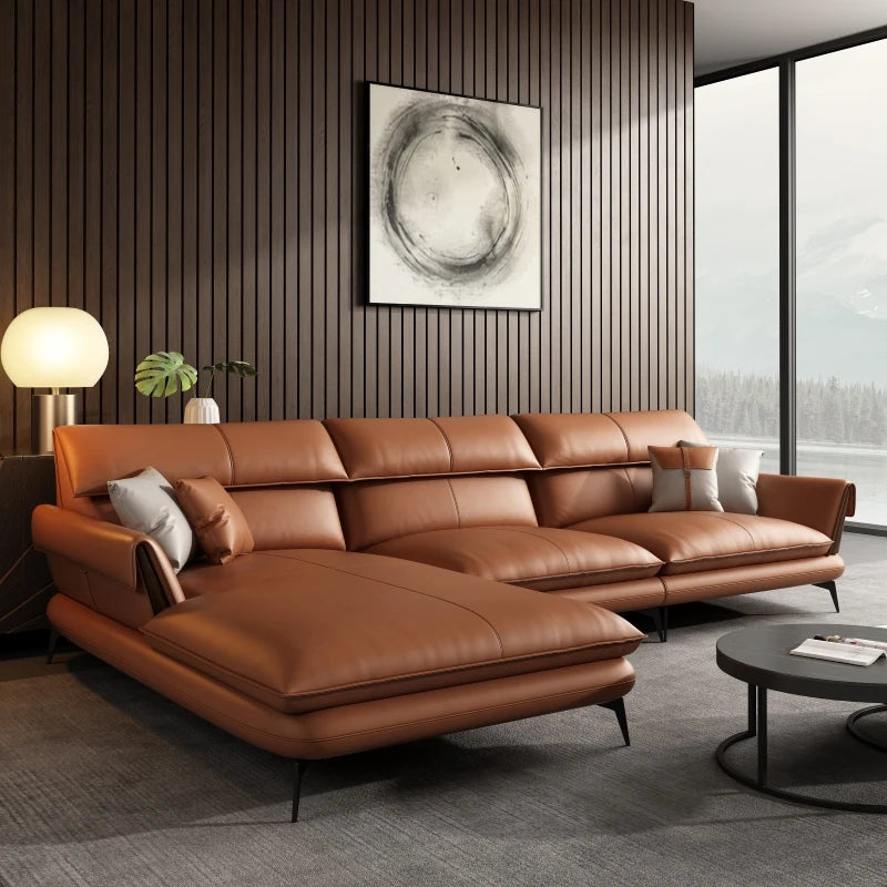 Best Seller Modern Leather Sofa Corner Simple Living Room Italian Luxury Leather Blue Sofa L Shaped Sectional Couch