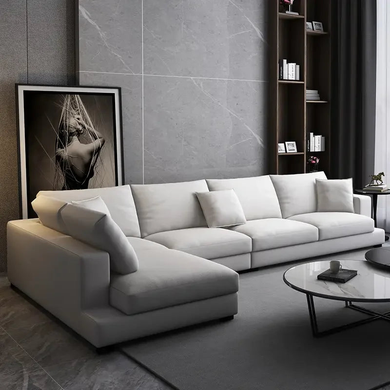 #@ Nordic Modern Luxury Minimalist Fabric Sofas Set Home Living Room Furniture Corner L Shaped Sectional Chaise Lounge Sofa