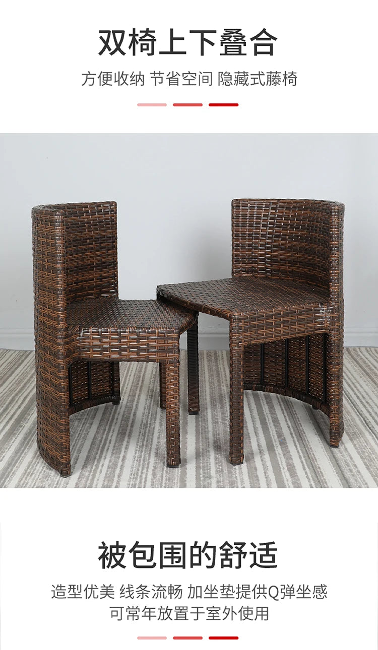 Balcony rattan chair three-piece outdoor courtyard combination small table and chair casual coffee table outdoor terrace rattan