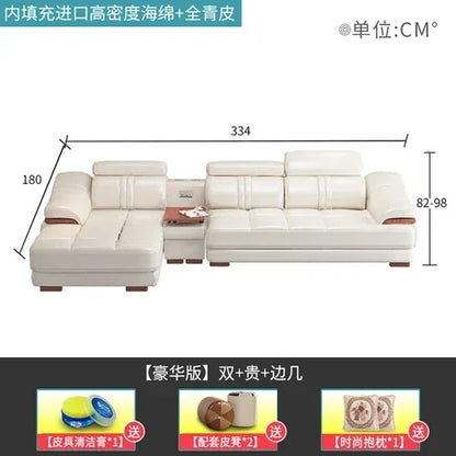 Long - lasting Genuine leather sofa, cowhide top layer, large and small unit, living room corner combination
