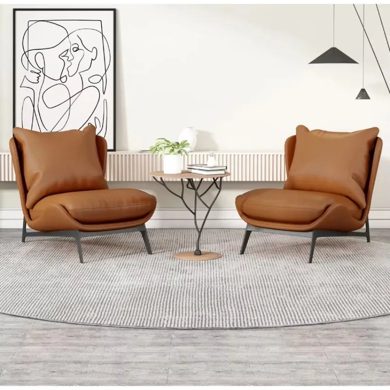 Modern Soft Upholstered Metal Leisure Armchair Curved Velvet Wing Chair Hotel Living Room Bed Room Chair