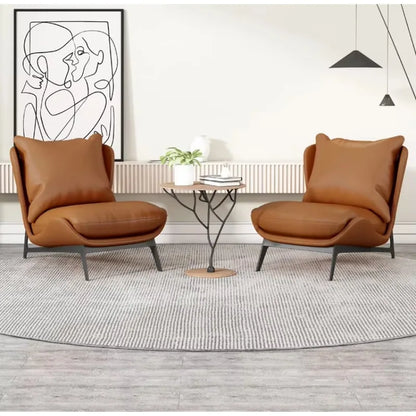 Modern Soft Upholstered Metal Leisure Armchair Curved Velvet Wing Chair Hotel Living Room Bed Room Chair