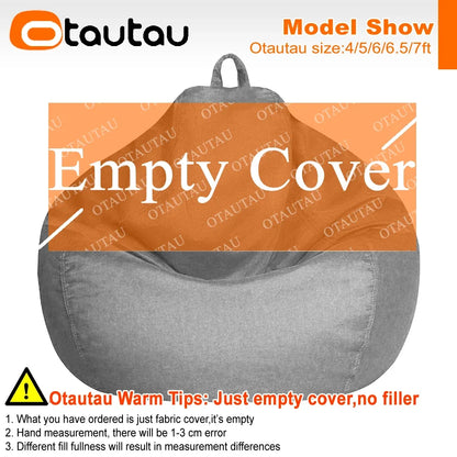 OTAUTAU Big Cotton Linen Bean Bag Cover without Filler Corner Seat Lazy Beanbag Chair Pouf Salon Ottoman Puff Lounger Sac DD002