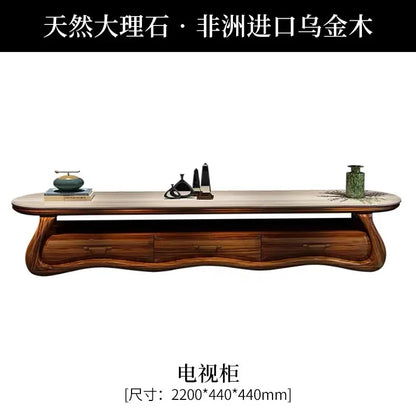 Solid wood sofa combination, first-layer cowhide sofa, ebony wood leather sofa