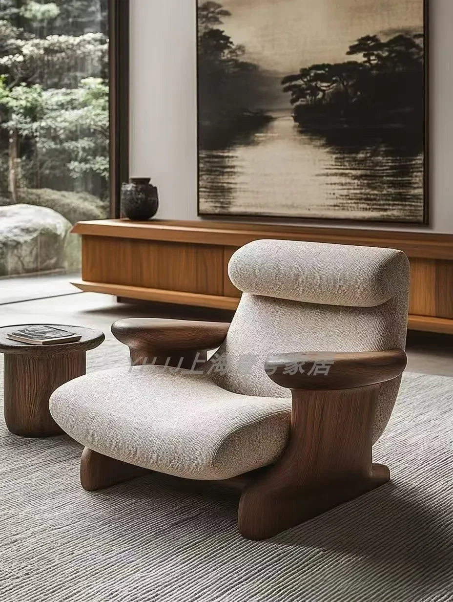 X New Medieval Solid Wood Single Sofa Chair Original Art Model Room Club Exhibition Hall Leisure Chair