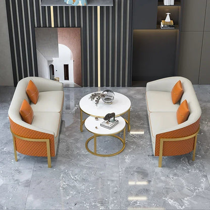 Bureau de vente de luxe léger, table et chaise de négociation, bureau de réception, petit canapé simple, combinaison de table basse