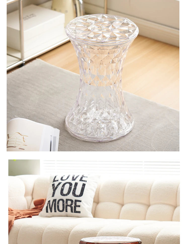 Nordic creative crystal stool Nordic simple color transparent bathroom home shoe changing  creative ins low