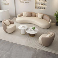 Hotel Luxury Curved Leather Sofa Set – Modern Art Design with Coffee Table