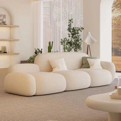 Simple living room, modern cream style, rental house, fabric sofa, straight row light luxury, bedroom sofa