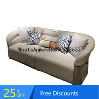 FF Italian Style Light Luxury Genuine Leather Sofa Villa Living Room Large and Small Suite Combination