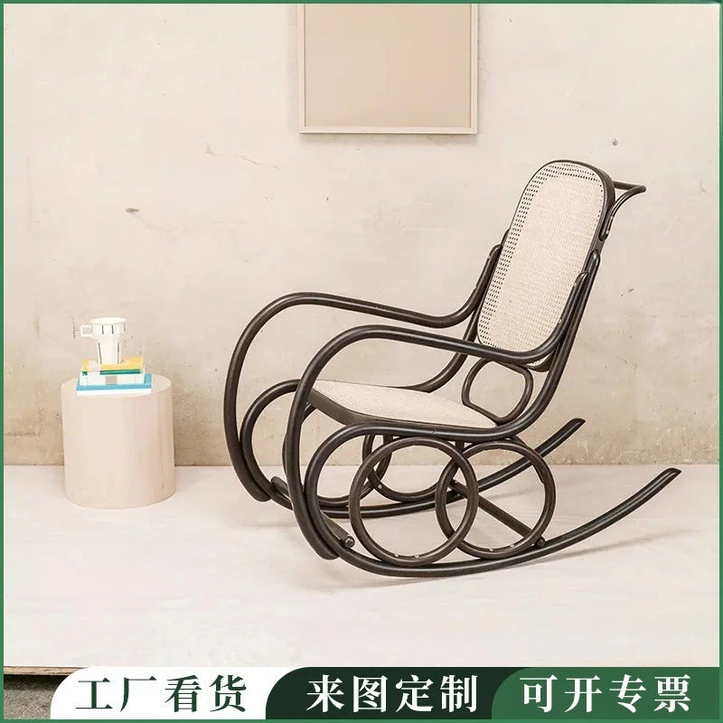 Natural rattan Nordic Ins rocking chair balcony chair living room home lazy rocking simple recliner nap