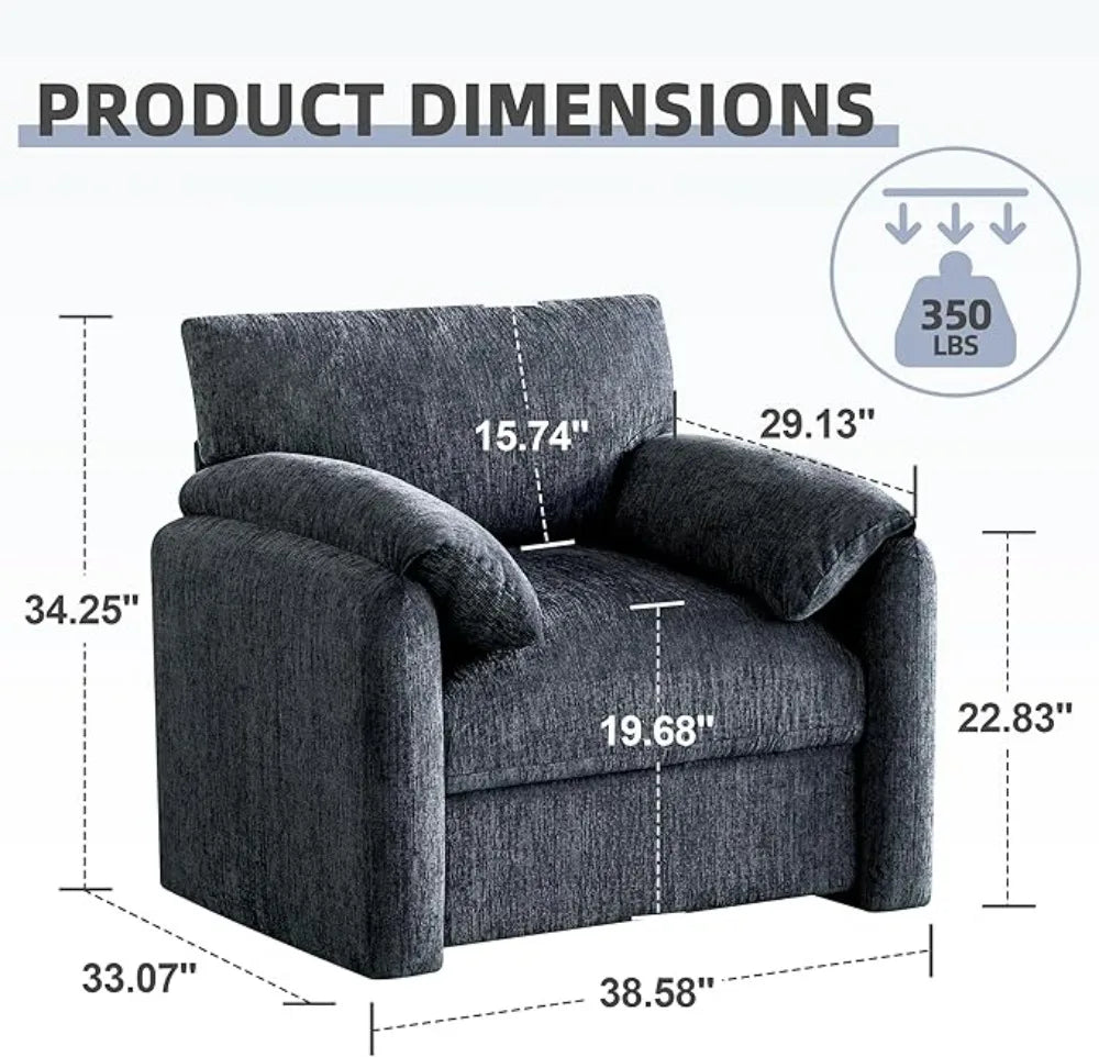 Chenille Oversized Armchair, 38.6