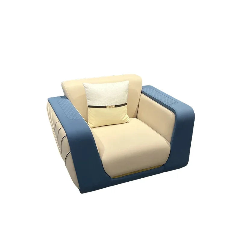 Italian light luxury large apartment leather sofa living room top layer cowhide designer villa high-end furniture combination