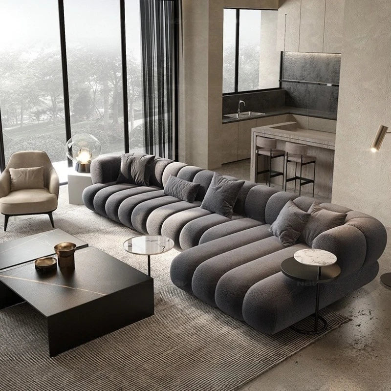 Living room cloud fabric sofa size apartment