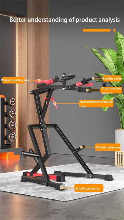Huck squatting machine Horizontal push frame Weightlifting Strength Multi-function Trainer Fitness Equipment  Gym Home Exercise