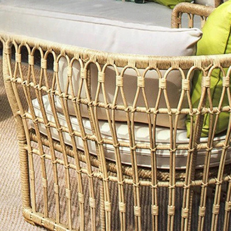 Leisure villa rattan sofa set courtyard garden multi-person furniture combination hotel homestay coffee table rattan sofa