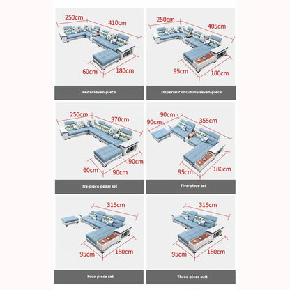 For living room minimalist modern large unit furniture set combination cotton and linen 2024 new technology fabric sofa