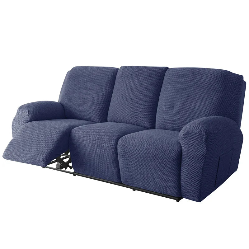 1/2/3 Seater Recliner Sofa Cover Jacquard Solid Color Stretch Couch Coushion Solid Color Sofa Slipcover for Living Room Home