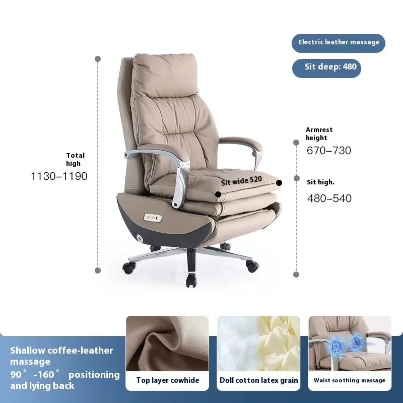 Headrest Boss Chair 7-Point Vibrating Wheels Rollerblade Lumbar Support Electric Footrest Cadeira De Escritorio Office Furniture