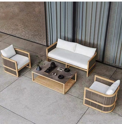 Outdoor villa courtyard sofa high-end teak sofa furniture combination hotel homestay waterproof