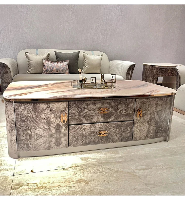 Light luxury modern Italian high-back leather sofa combination TF