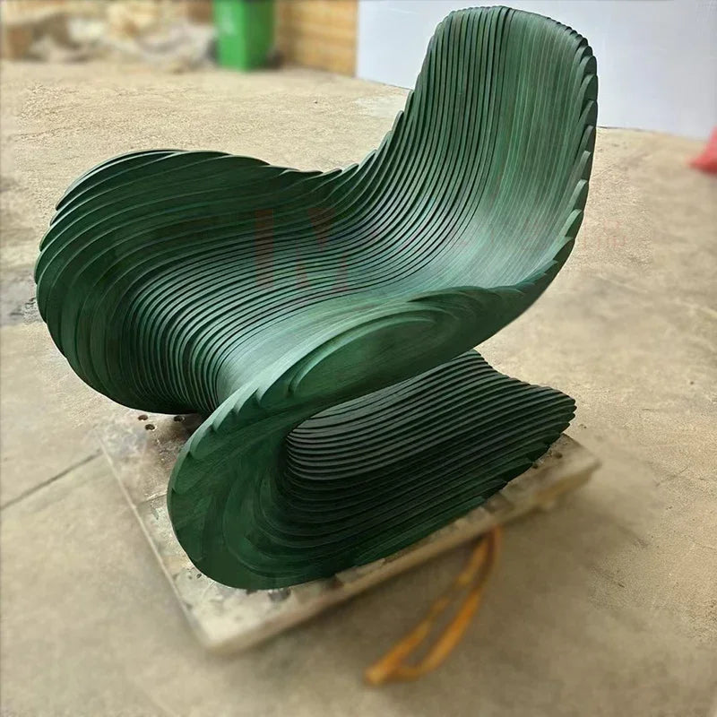 Solid wood sliced art seats, swan chairs, special shape home hotel designer curve creative soft sofa chair