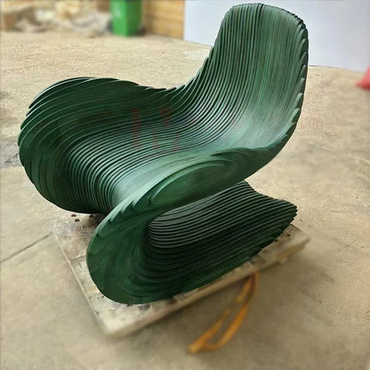 Solid wood sliced art seats, swan chairs, special shape home hotel designer curve creative soft sofa chair