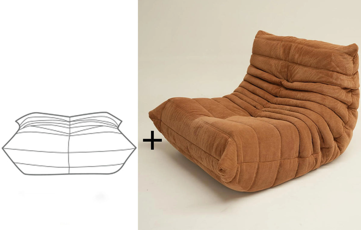 Lounge Bean Bag Chair for Adult Armless Lazy Floor Sofa Fireside Chair for Living Room Gaming Room Bedroom Soft Corduroy Couch