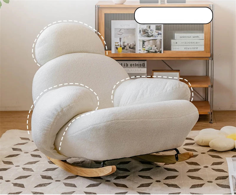 Big white Internet celebrity rocking chair lazy sofa single rocking cream living room lazy chair simple balcony bedroom