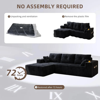 109" Boneless Couches for Living Room, Modular Sectional Sofa with Oversized Chaise, L-Shape Cloud Couch with Deep, Customized