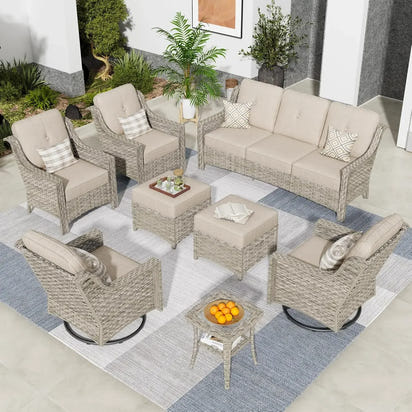 Wicker Outdoor Furniture Patio Conversation Rattan Sofa Set for Garden,Poolside,Backyard,Deck