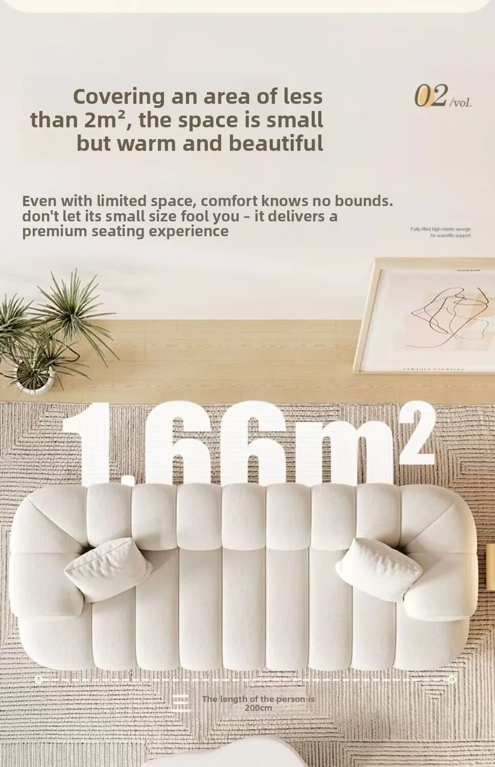 French style, cream style, Nordic, minimalist, fabric, sofa, living room, small apartment