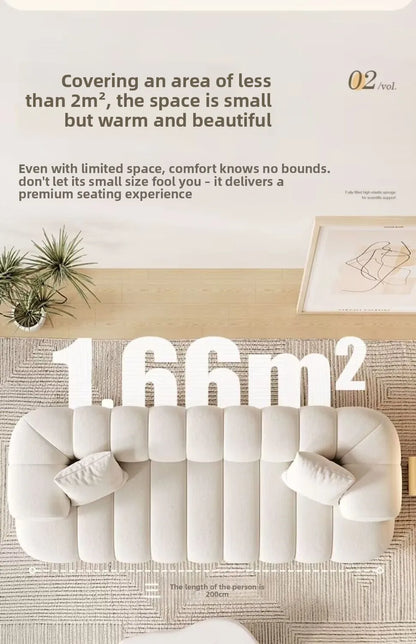 French style, cream style, Nordic, minimalist, fabric, sofa, living room, small apartment