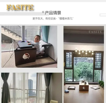 FashionJapanese Vintage Indoor Wood Furniture Asian Style Coffee Tea Living Room Low Table Rectangle 50*40cm Tatami