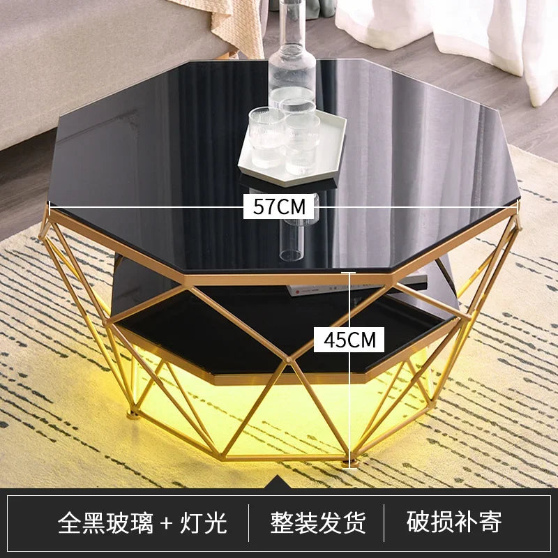 Nordic Glass Living Room Coffee Tables Light Luxury Modern Toughened Glass Bedroom Corner Table Iron Coffee Table Home Furniture