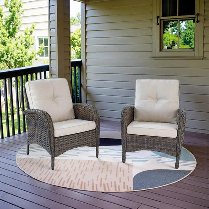 Patio Club Chair Wicker Chairs - Outdoor High Back Chair Set of 2 Patio Furniture Set Rattan Seating with Removable Cushi