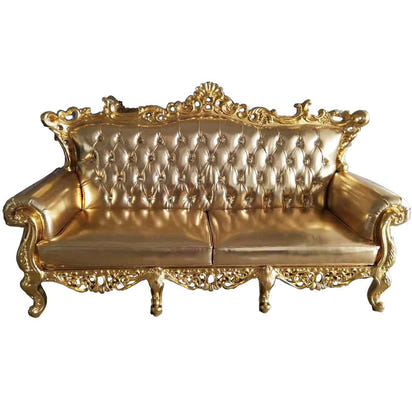 Gold Upholstered Classic Chaise Lounge Loveseat Comfortable Royal Throne Sofa  Wedding Chair Stainless Steel Chair Party ソファ