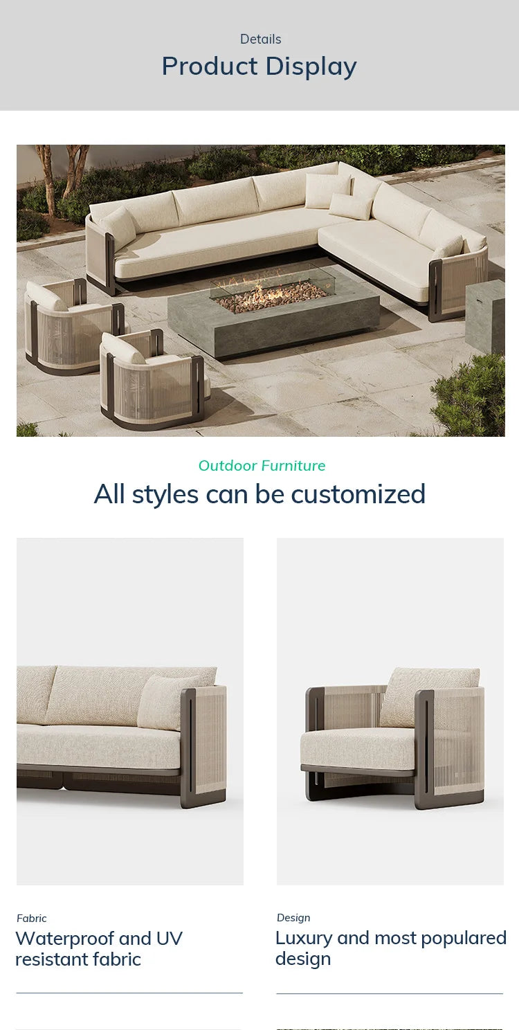 Hotel Garden Sofa Resort Rope Outdoor Sofa Villa Courtyard Garden Set Modern Outdoor Furniture Set Patio Furniture Set