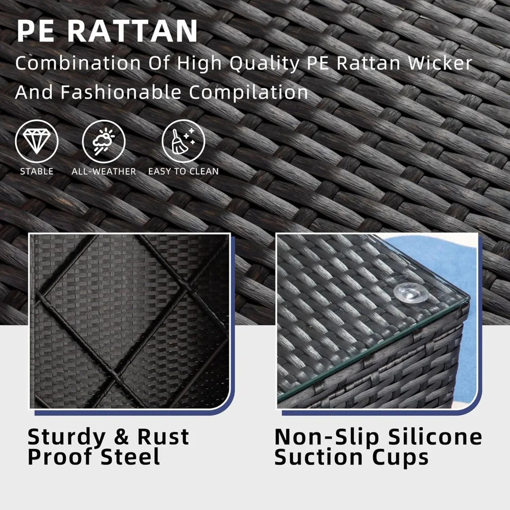 5-Piece Patio Set: All-Weather Brown PE Wicker Sectional Couch - Outdoor Conversation Group for Garden & Patio