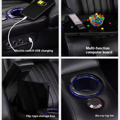 Luxury Dual Motor Recliner Sofa, LED, USB, Storage & Table