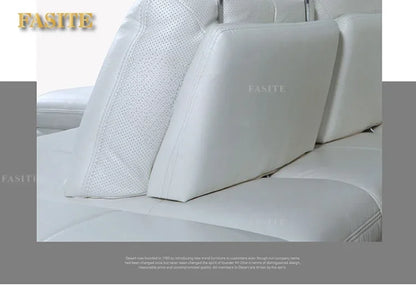 real leather sofa sectional living room sofa corner home furniture couch L shape functional backrest modern stainless steel legs