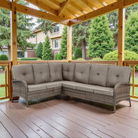 6-Seater Outdoor Sectional Sofa L Shaped Couch Patio Conversation Furniture Set, PE Wicker Patio Sectional Sofa, Customized