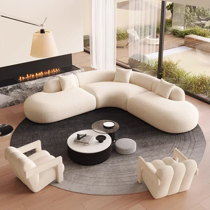 Curved Individual Living Room Sofas Corner Recliner Luxury Nordic Sofas Modern Cloud Single Floor Designer Wood Divano Furniture