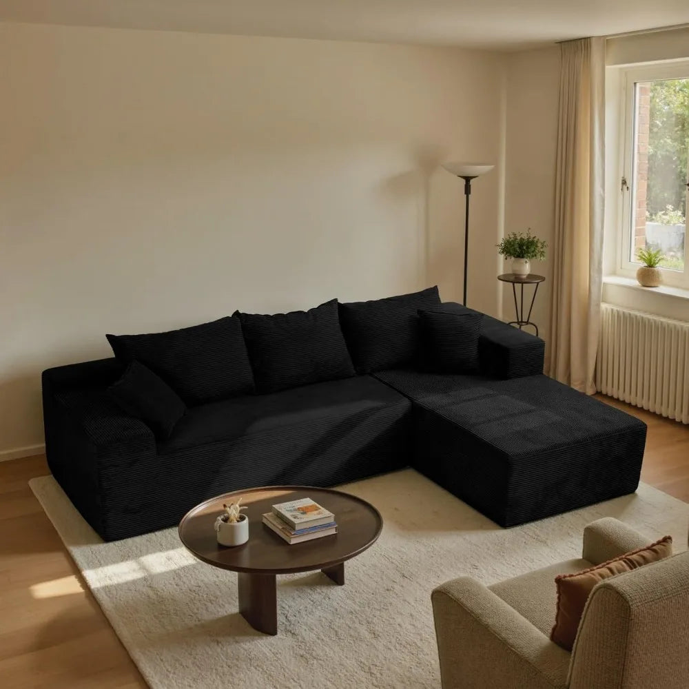"Modern Modular L-Shape Sectional Sofa with Deep Seating for Living Room, Boxed Cloud Couch"